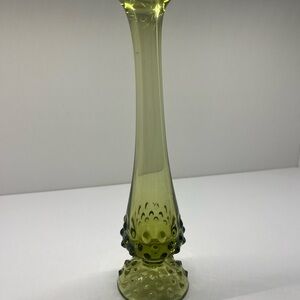 Fenton Lime Green Hobnail Glass Swung Bud Vase Mid Century Modern